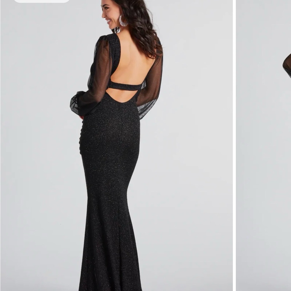 Windsor Black Glitter Long Sleeve Dress - Picture 2 of 3